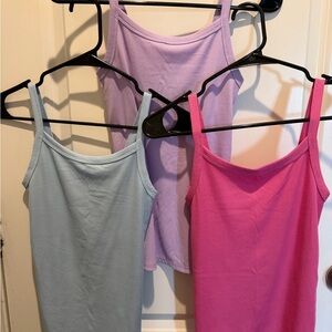 Women's Sleeveless Tank Top Set - Pink, Purple, and Light Blue